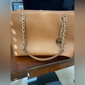 Michael Kors Tan Tote with Chain Link Straps